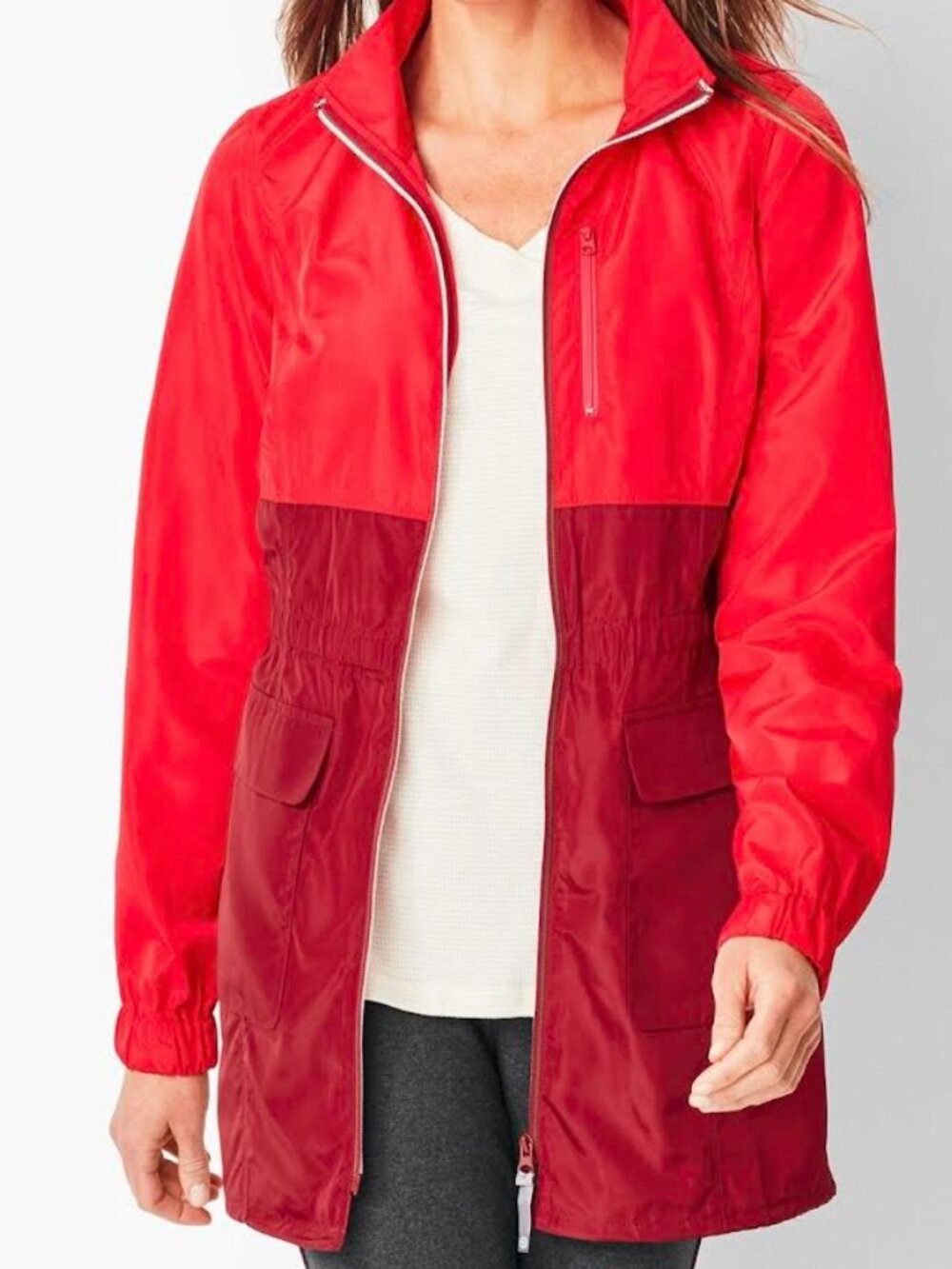 Talbots Red Anorak Rain Jacket | Lightweight Water Repellent Packable [size Mp]
